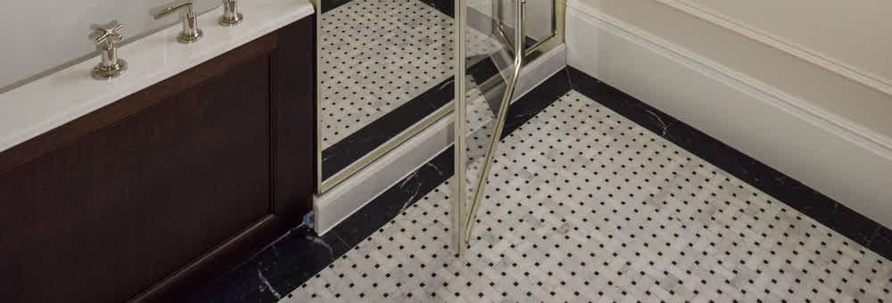 bathroom marble floor for a shower enclosure