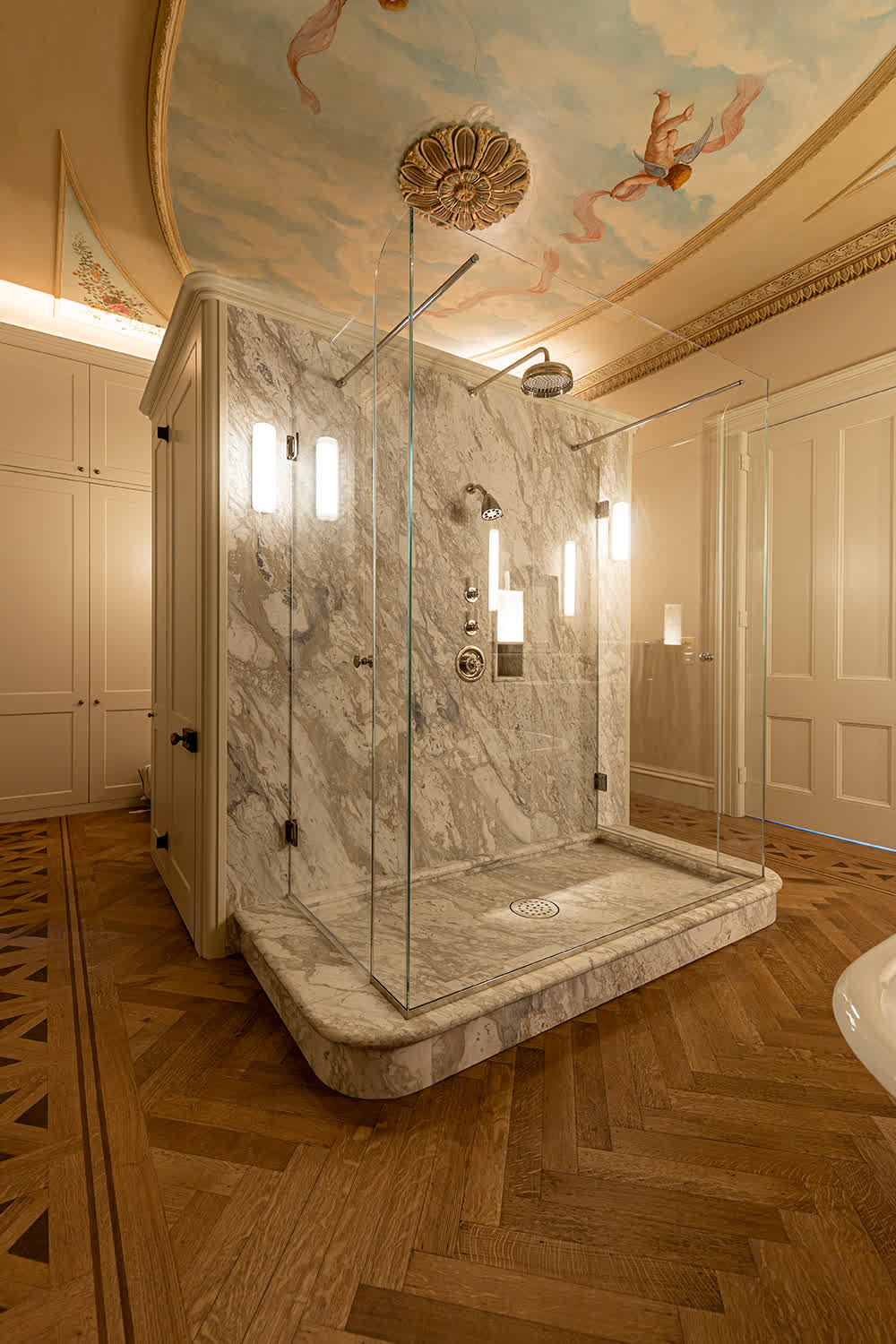 premium frameless three sided shower enclosure