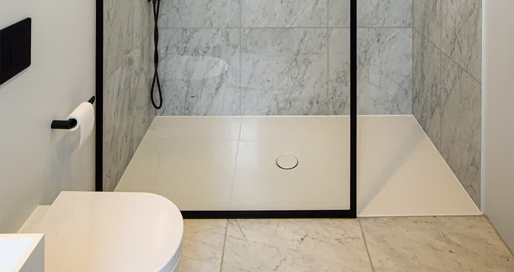 shower screen with black frame